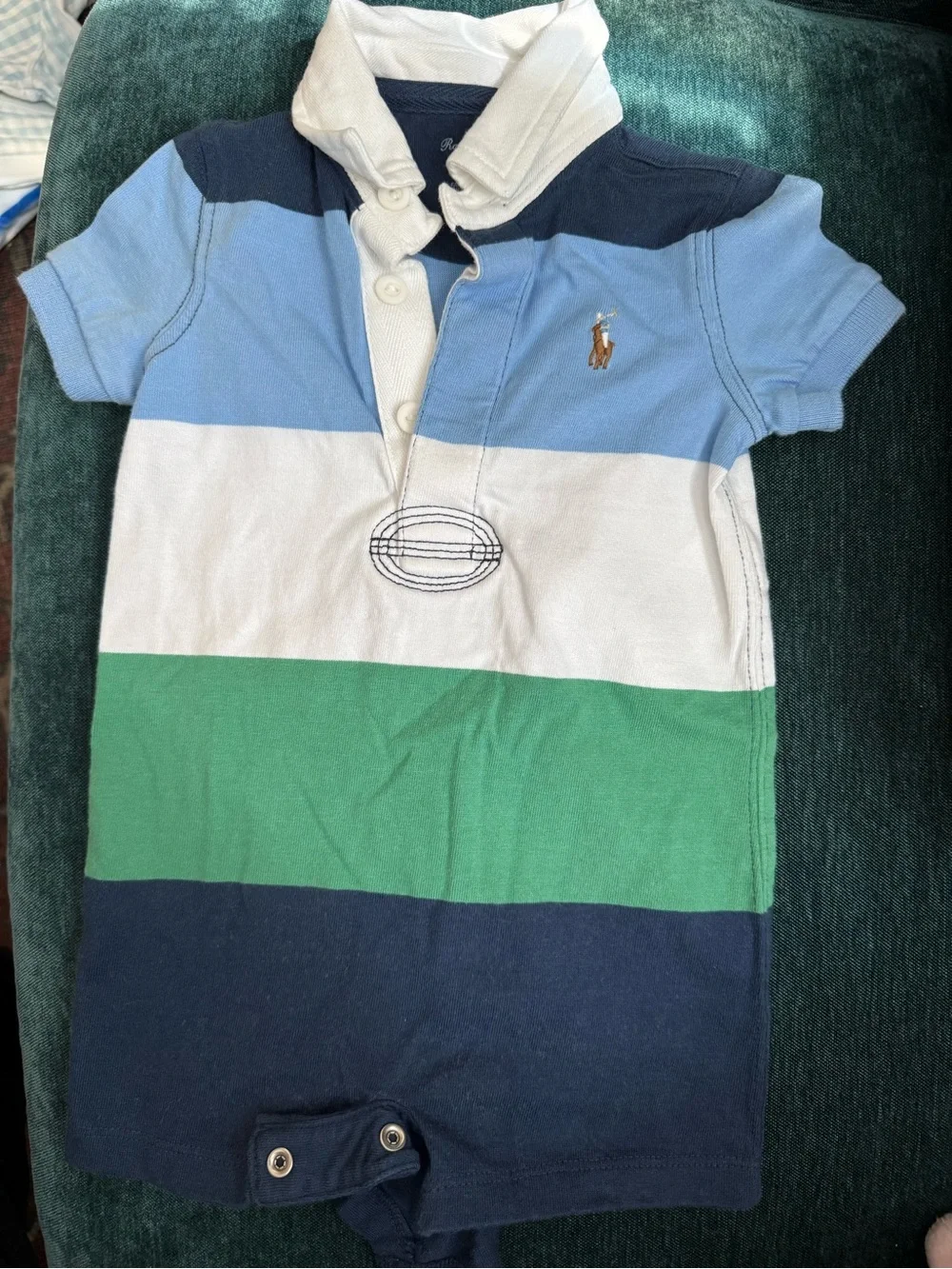 Polo by Ralph Lauren Blue, White, Green & Navy Stripe Polo One-Piece